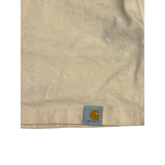 Men's Carhartt Khaki T-Shirt Loose Fit Size XL Full Front Logo - Picture 2 of 6